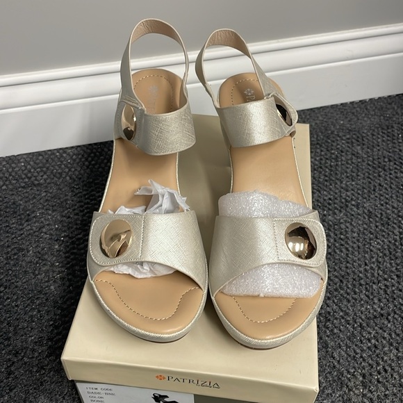 Patrizia Dade dress sandals heels NWT/ box Bone Gold Neutral Wedding Open Toe - Picture 5 of 7